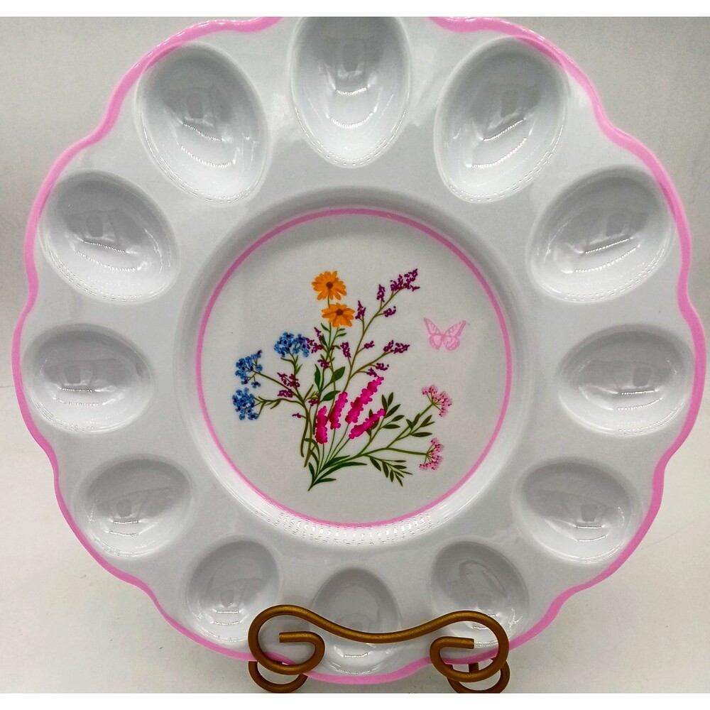 Dolly Parton Spring Wildflower Deviled Egg Tray Melamine Floral Plate New